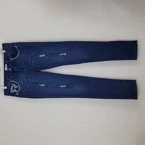 Saza Distressed Embroidered Bling Skinny Blue Jeans Juniors 13